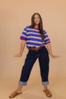 THE LYRA ROLL UP BARREL JEANS IN DARK DENIM