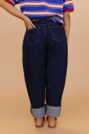 THE LYRA ROLL UP BARREL JEANS IN DARK DENIM