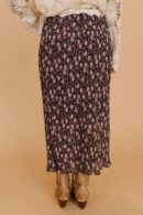 THE MIYA FLORAL MIDI SKIRT IN CHOCOLATE