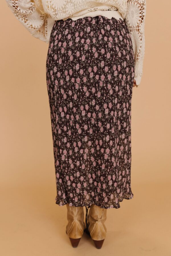 THE MIYA FLORAL MIDI SKIRT IN CHOCOLATE - Image 6