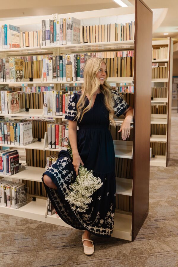 THE MIDNIGHT EMBROIDERED MAXI DRESS IN NAVY - Image 6