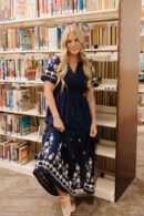 THE MIDNIGHT EMBROIDERED MAXI DRESS IN NAVY