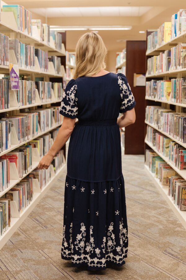 THE MIDNIGHT EMBROIDERED MAXI DRESS IN NAVY - Image 8