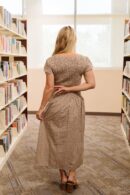 THE LANEY SMOCKED GINGHAM MIDI DRESS IN BROWN