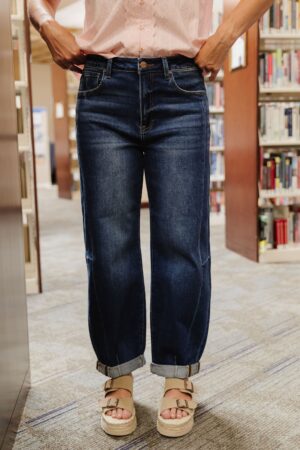 THE HILLARY HIGH RISE BARREL JEANS IN DARK