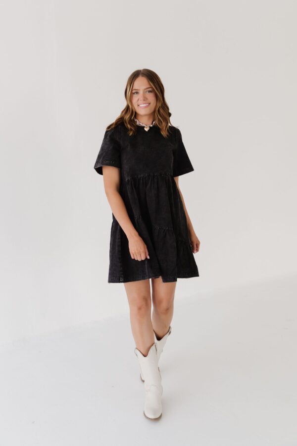 THE LORI MINERAL WASHED DENIM DRESS IN BLACK
