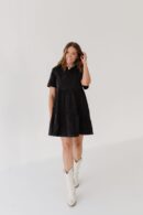 THE LORI MINERAL WASHED DENIM DRESS IN BLACK