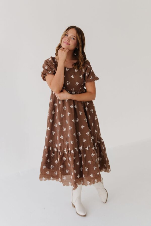 THE ANGIE FLORAL DRESS IN BROWN - Image 3