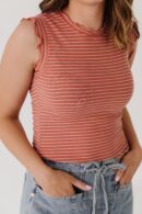 THE ALEXIS FRILL TANK IN TERRACOTTA