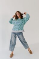 THE HAIDEN OVERSIZED STRIPED CREW IN GREEN
