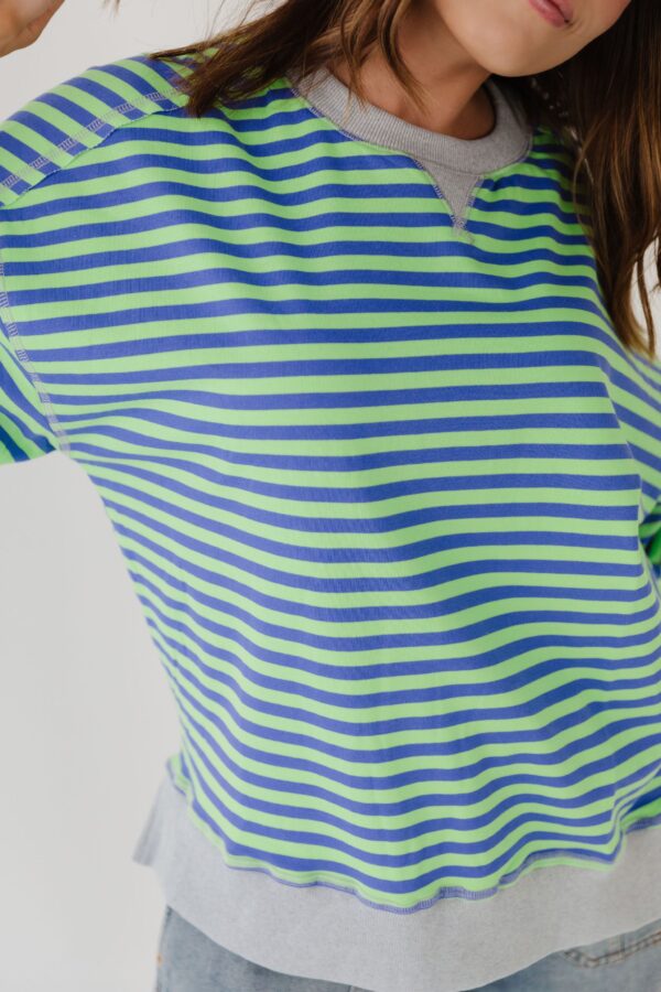THE HAIDEN OVERSIZED STRIPED CREW IN GREEN - Image 5