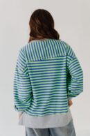 THE HAIDEN OVERSIZED STRIPED CREW IN GREEN
