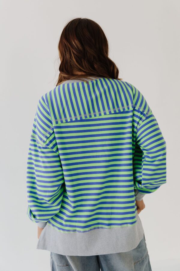 THE HAIDEN OVERSIZED STRIPED CREW IN GREEN - Image 3