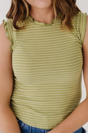 THE ALEXIS FRILL TANK IN GREEN