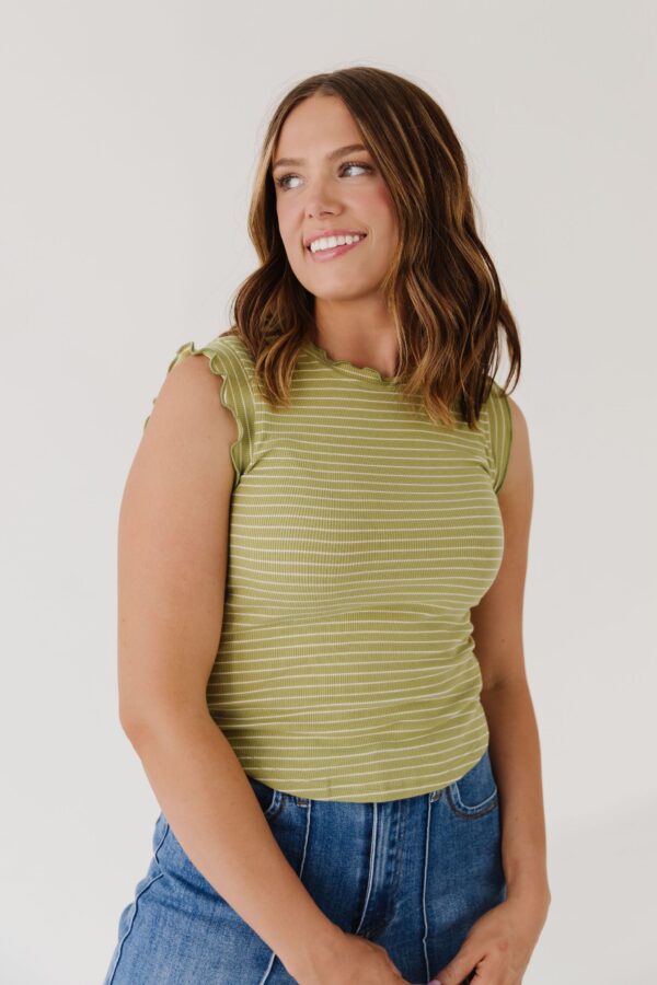 THE ALEXIS FRILL TANK IN GREEN - Image 4