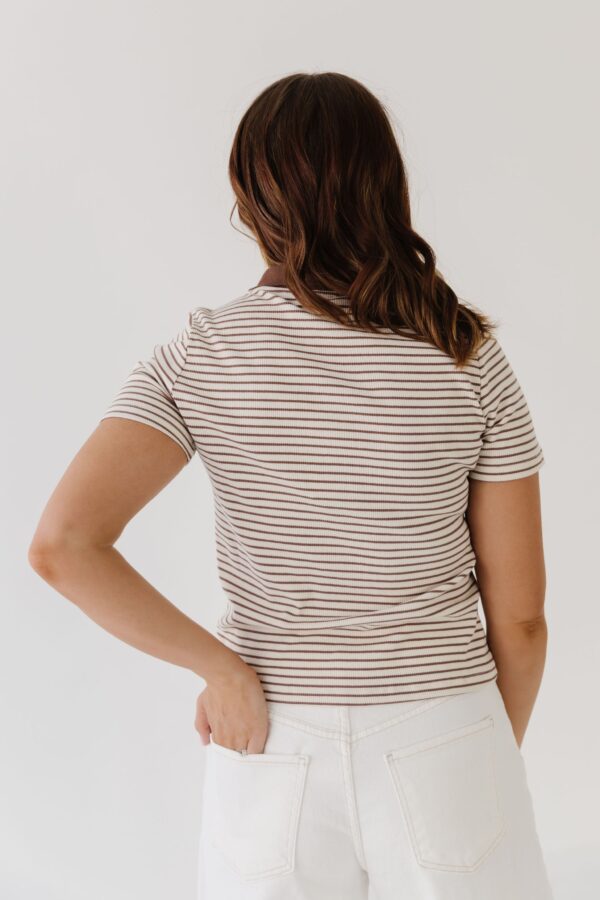 THE TABITHA STRIPED POLO IN BEIGE - Image 3
