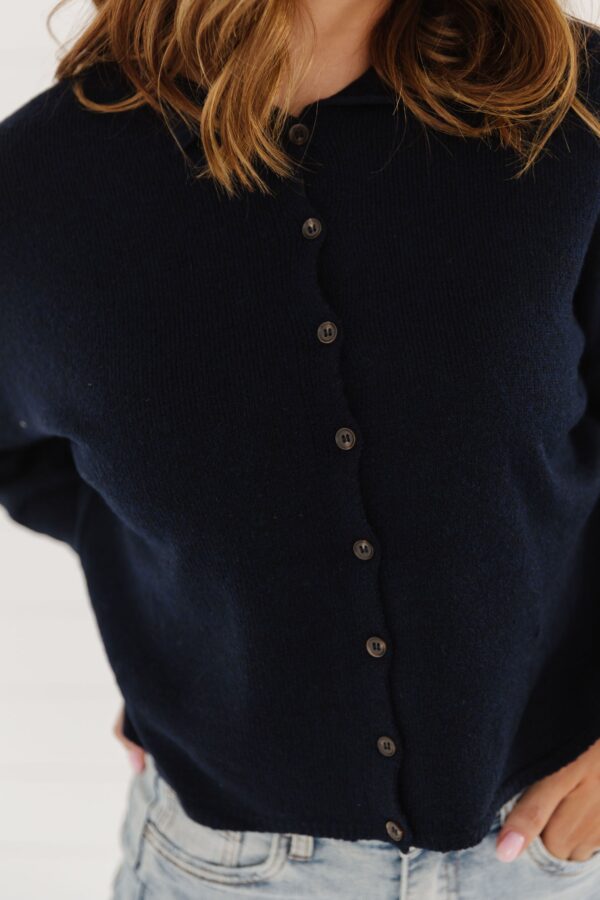 THE MATTI BUTTON DOWN CARDIGAN IN NAVY - Image 2