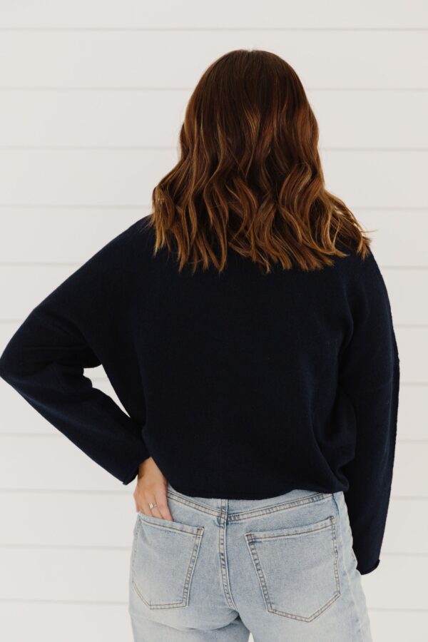 THE MATTI BUTTON DOWN CARDIGAN IN NAVY - Image 3