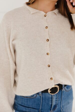 THE MATTI BUTTON DOWN CARDIGAN IN CREAM