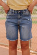 THE KYLIE HIGH RISE BERMUDA SHORTS IN VALOUR BY VERVET