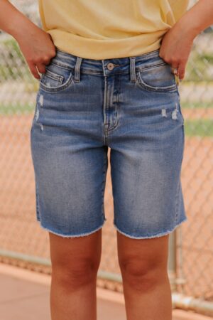 THE KYLIE HIGH RISE BERMUDA SHORTS IN VALOUR BY VERVET