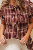THE ANNABELLE PLAID MIDI DRESS IN BURGUNDY