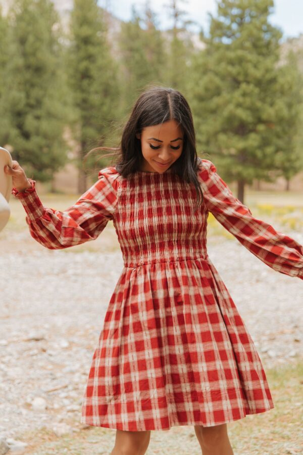 THE ALLISON PLAID MINI DRESS IN RED - Image 2