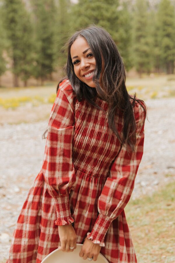THE ALLISON PLAID MINI DRESS IN RED