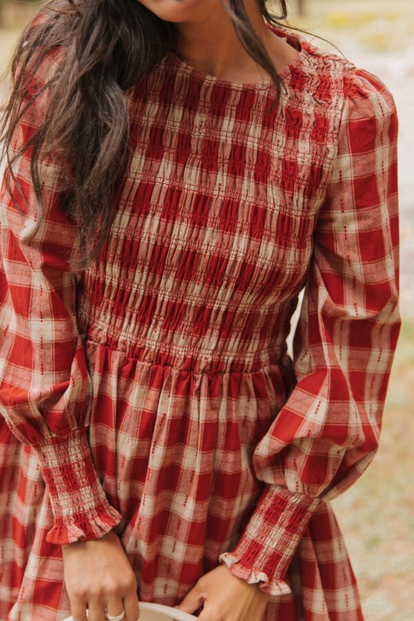 THE ALLISON PLAID MINI DRESS IN RED - Image 4