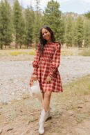 THE ALLISON PLAID MINI DRESS IN RED