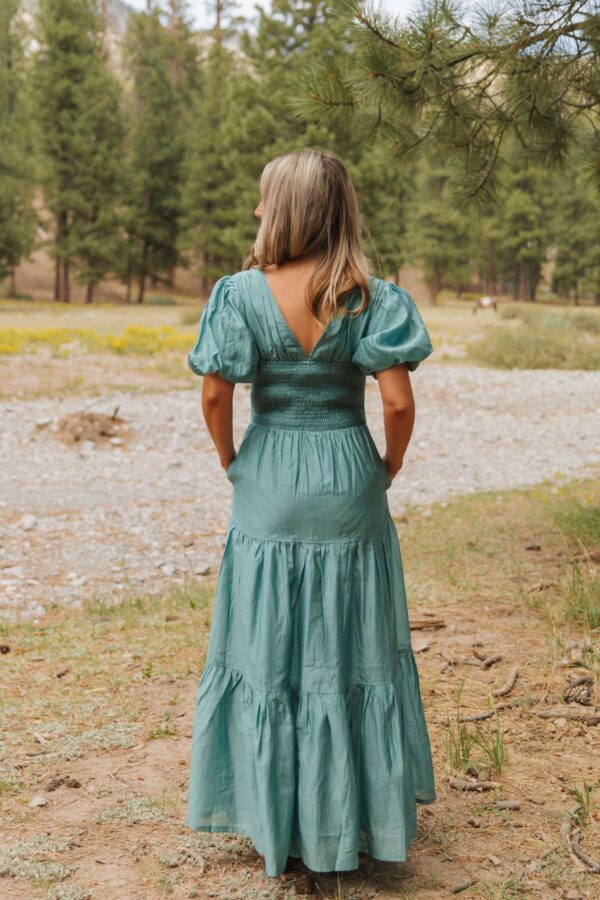 THE SISSY PUFF SLEEVE DRESS IN TEAL - Image 7