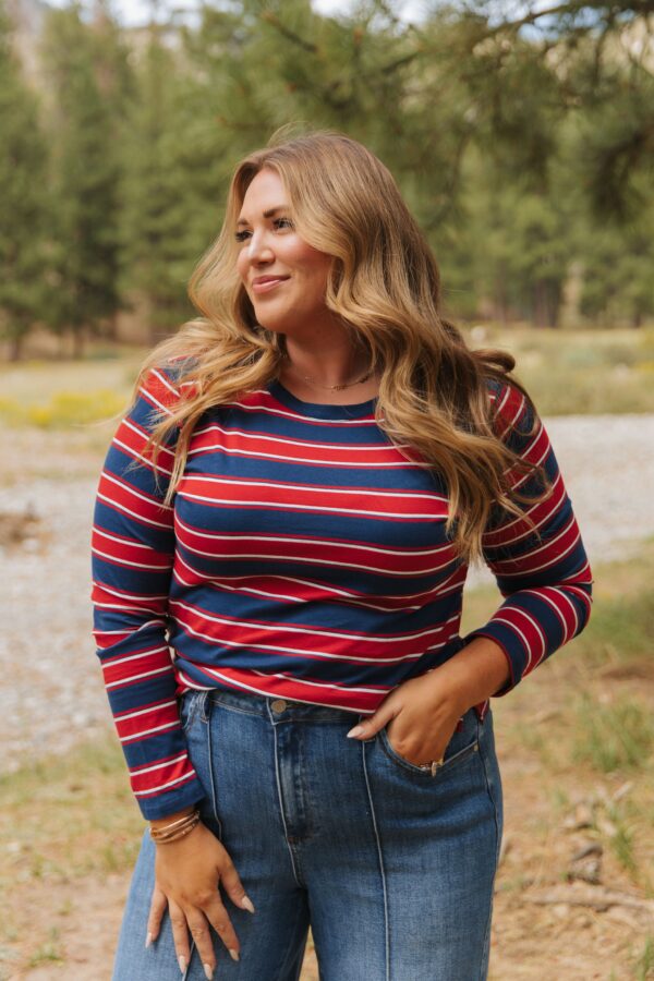 THE CORDELIA STRIPED LONG SLEEVE IN NAVY - Image 5