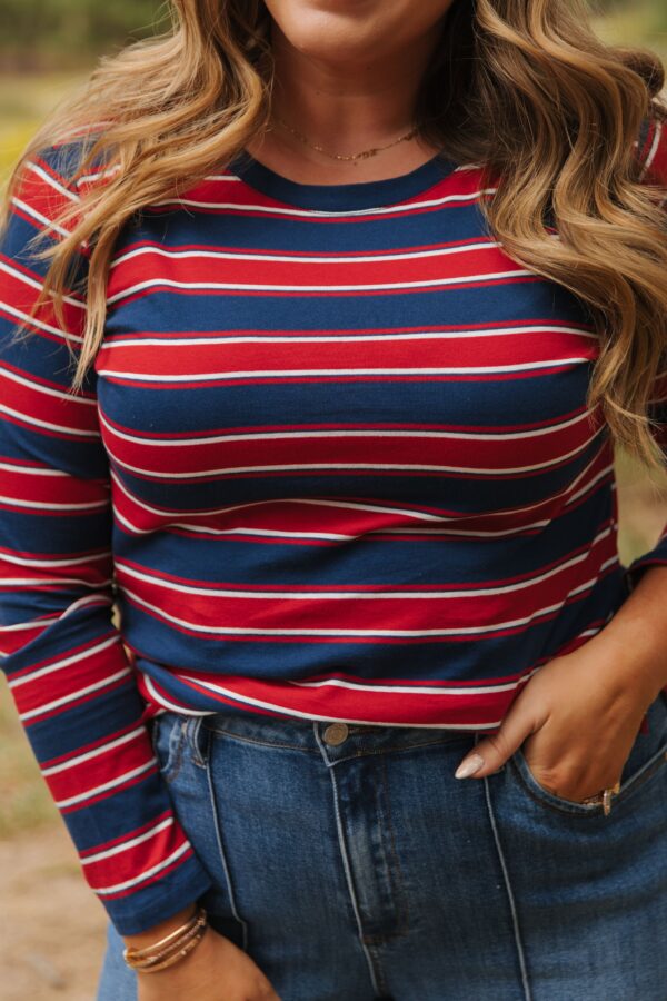 THE CORDELIA STRIPED LONG SLEEVE IN NAVY - Image 2