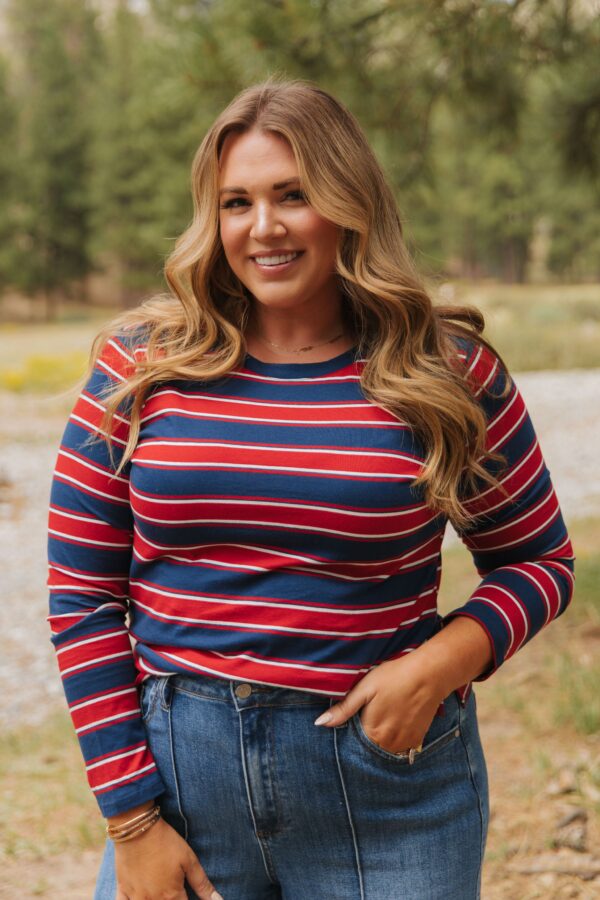 THE CORDELIA STRIPED LONG SLEEVE IN NAVY - Image 6