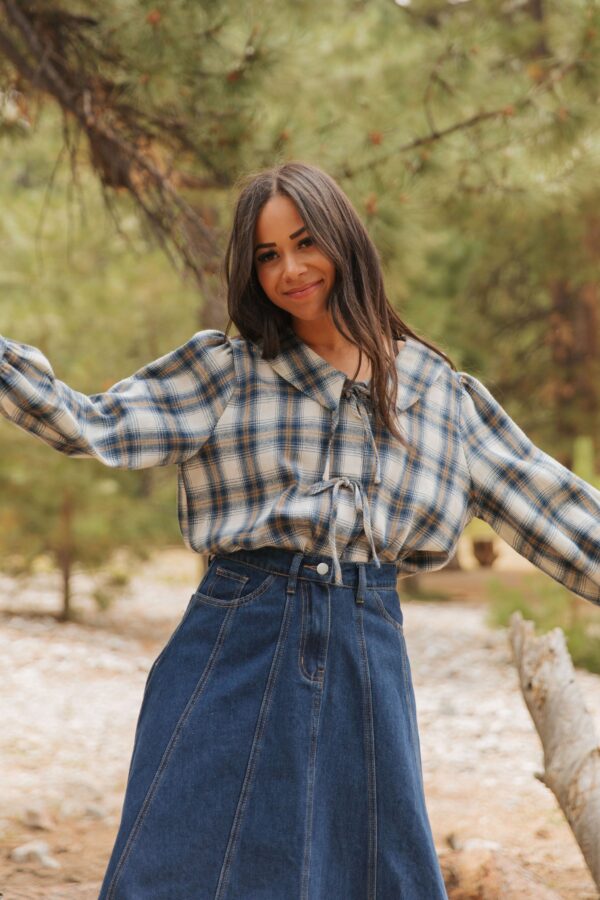 THE MIKAYLA  COLLARED TIE SHIRT IN BLUE - Image 6