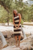 THE MAGGY SHEATH MIDI IN BROWN/CREAM