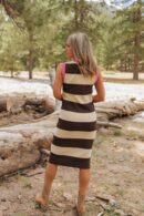 THE MAGGY SHEATH MIDI IN BROWN/CREAM