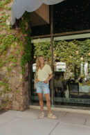 THE DENICE TIE SHORTS IN MEDIUM DENIM