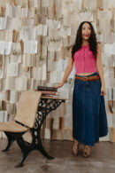 THE JOCELYN MAXI SKIRT IN DARK DENIM