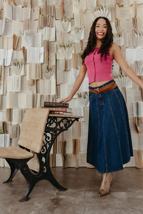 THE JOCELYN MAXI SKIRT IN DARK DENIM - Image 10
