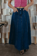 THE JOCELYN MAXI SKIRT IN DARK DENIM