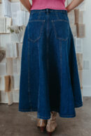 THE JOCELYN MAXI SKIRT IN DARK DENIM