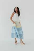 THE STEVEN FLORAL MIDI SKIRT IN YELLOW
