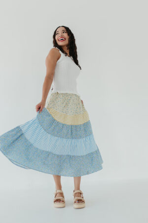 THE STEVEN FLORAL MIDI SKIRT IN YELLOW