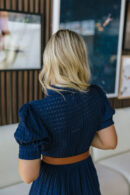 THE KATRINA BUTTON DOWN MIDI DRESS IN NAVY