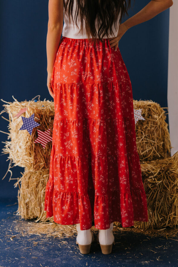 THE STETSON MAXI SKIRT IN RED FLORAL - Image 5