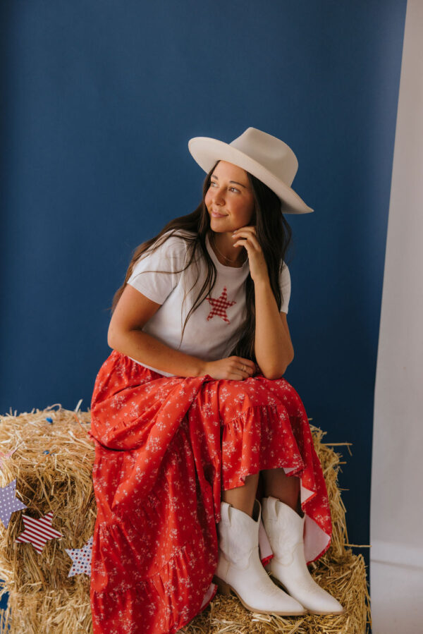 THE STETSON MAXI SKIRT IN RED FLORAL - Image 6