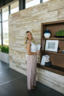 THE KIARA PLAID WIDE LEG PANTS IN BROWN