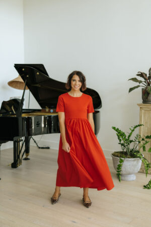THE FAYE SOLID MAXI DRESS IN RED