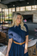 THE KATRINA BUTTON DOWN MIDI DRESS IN NAVY